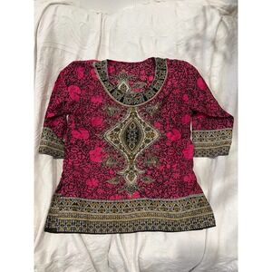 Indian Paisley Pink Blouse Shirt
